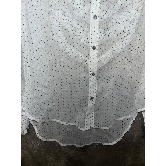 Free People Sheer Polka Dot Ruffle Blouse M – Flirty, Feminine & Effortless! - Picture 7 of 12